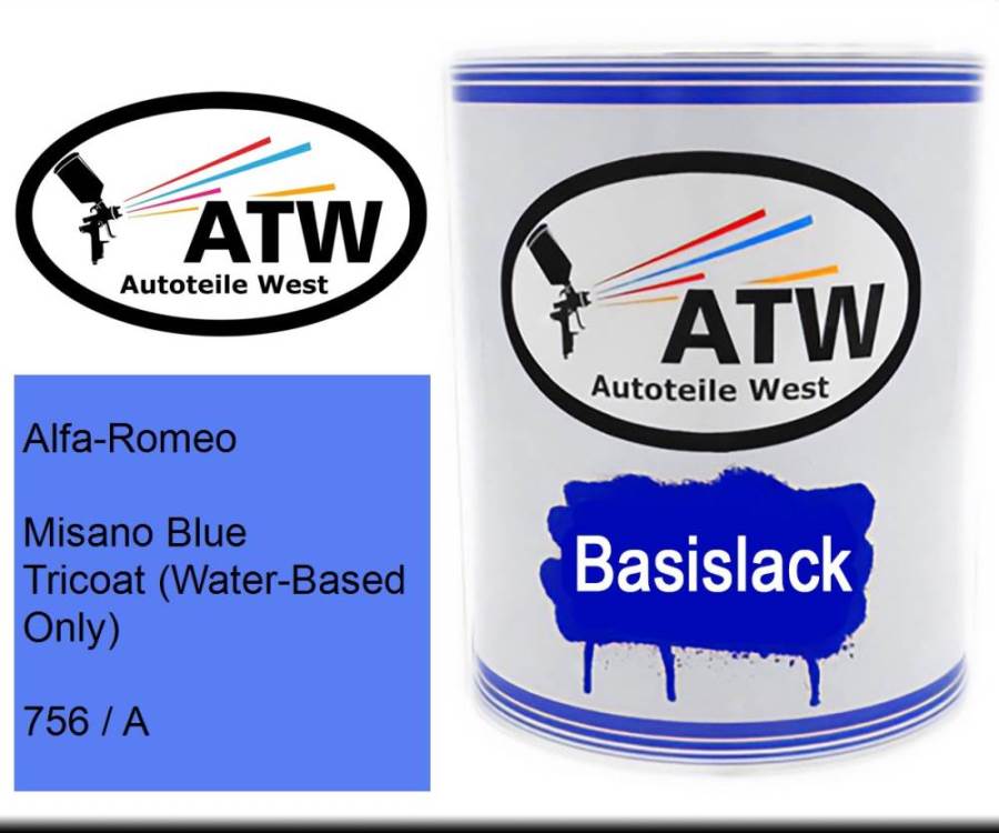 Alfa-Romeo, Misano Blue Tricoat (Water-Based Only), 756 / A: 1L Lackdose, von ATW Autoteile West.